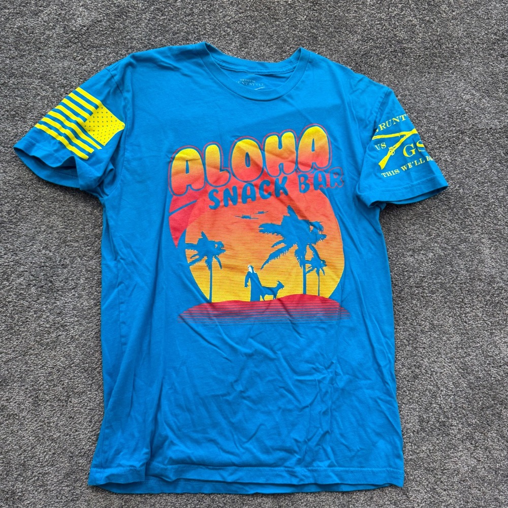 Grunt Style Aloha Snack Bar Blue Graphic Tee Shirt Mens Medium